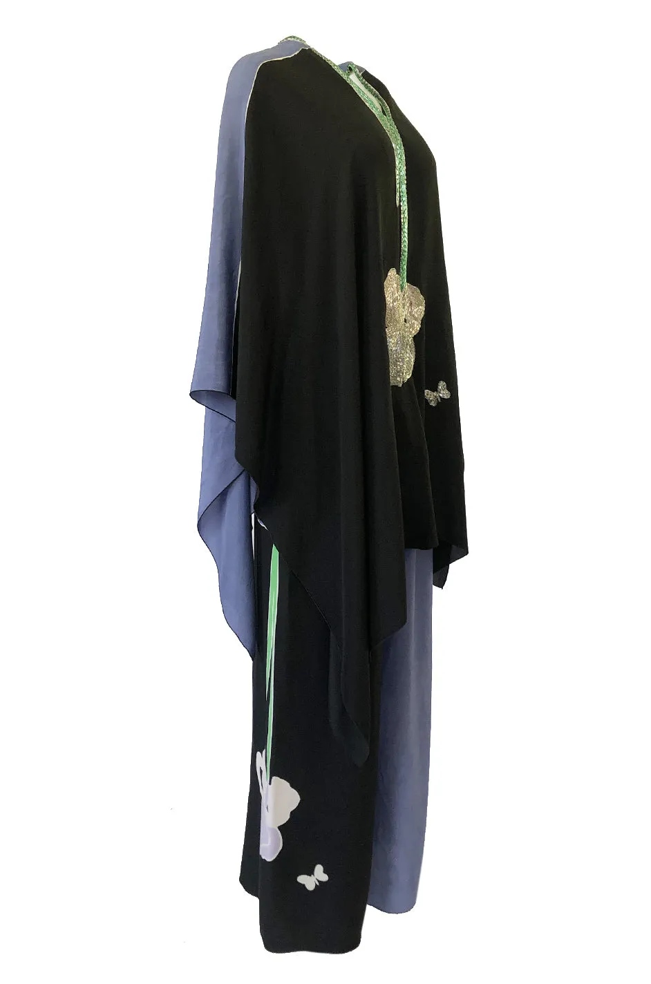 Rare 1980s Michaele Vollbracht Beaded Silk Poncho & Wide Pant Set