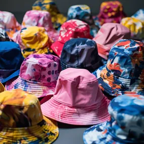 Reworked Color Bucket Hats Made Using Colorful Ladies' Skirts and Dresses Style CR656