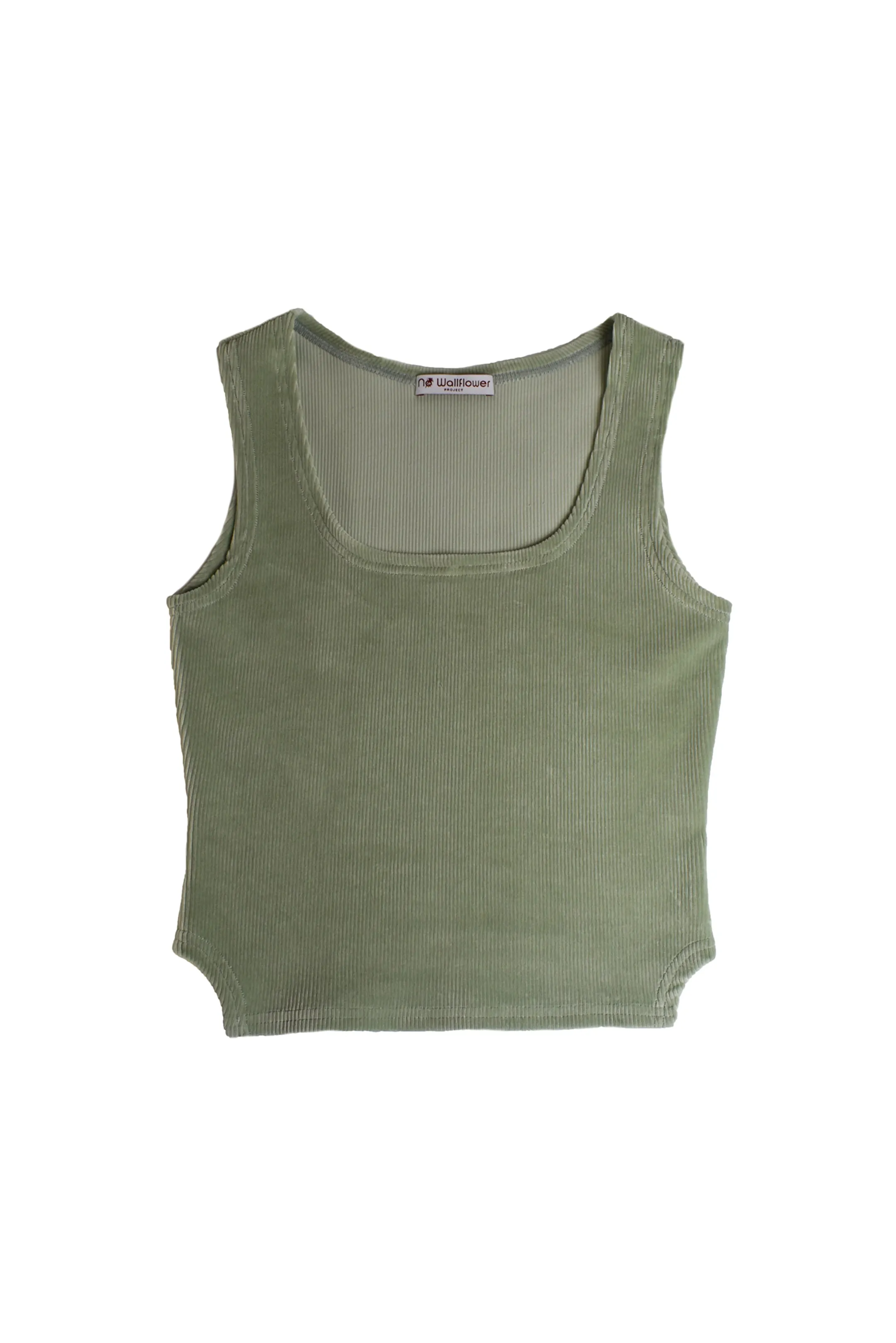 Rib Cotton Velvet Godet Vest Seafoam