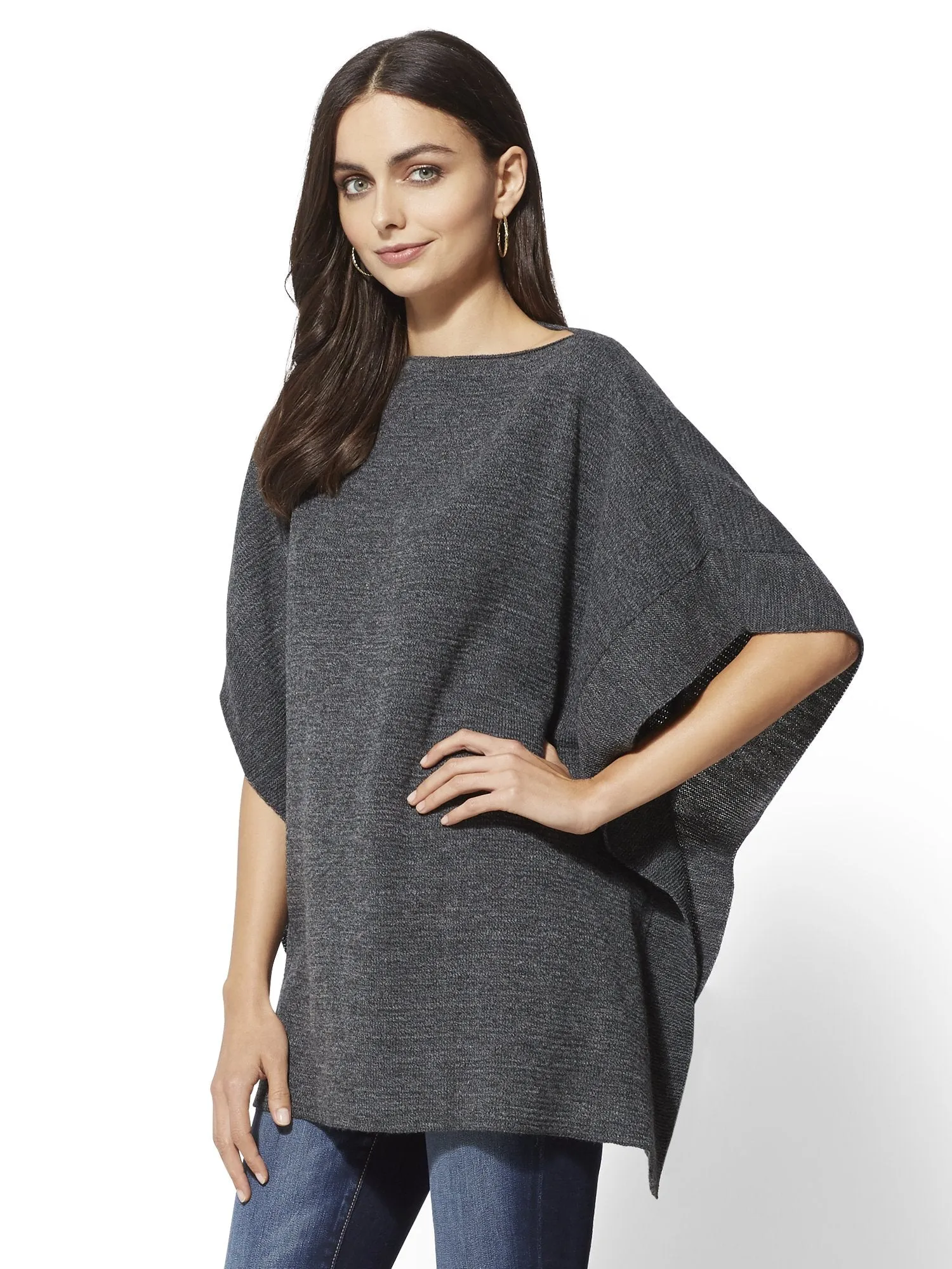 Ribbed-Knit Poncho