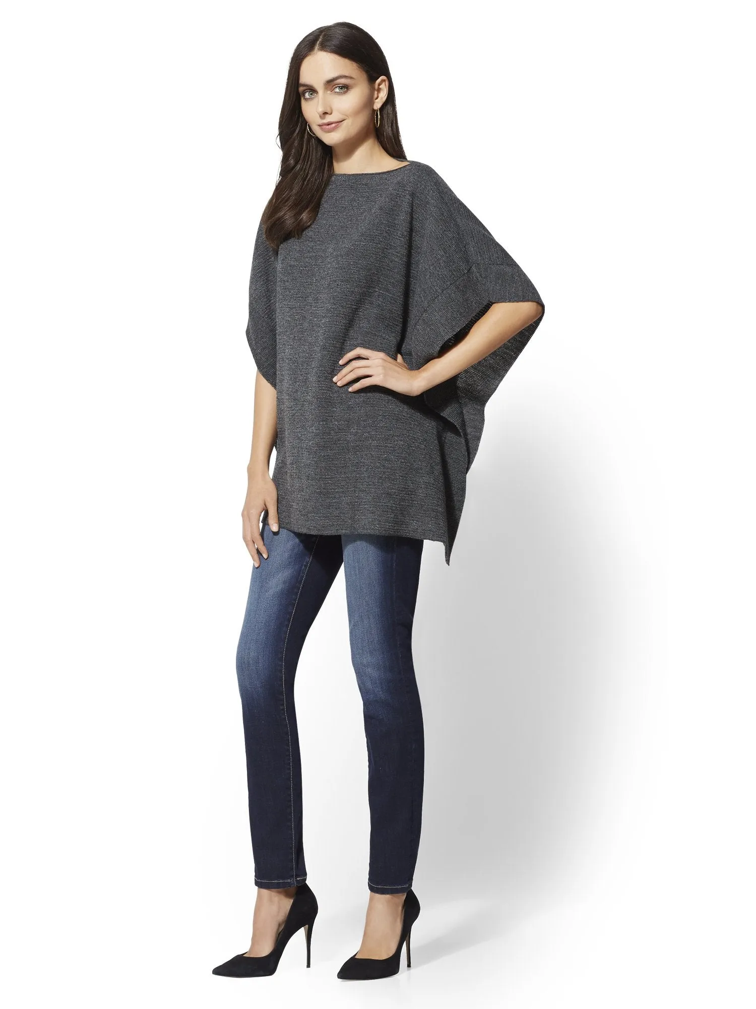 Ribbed-Knit Poncho