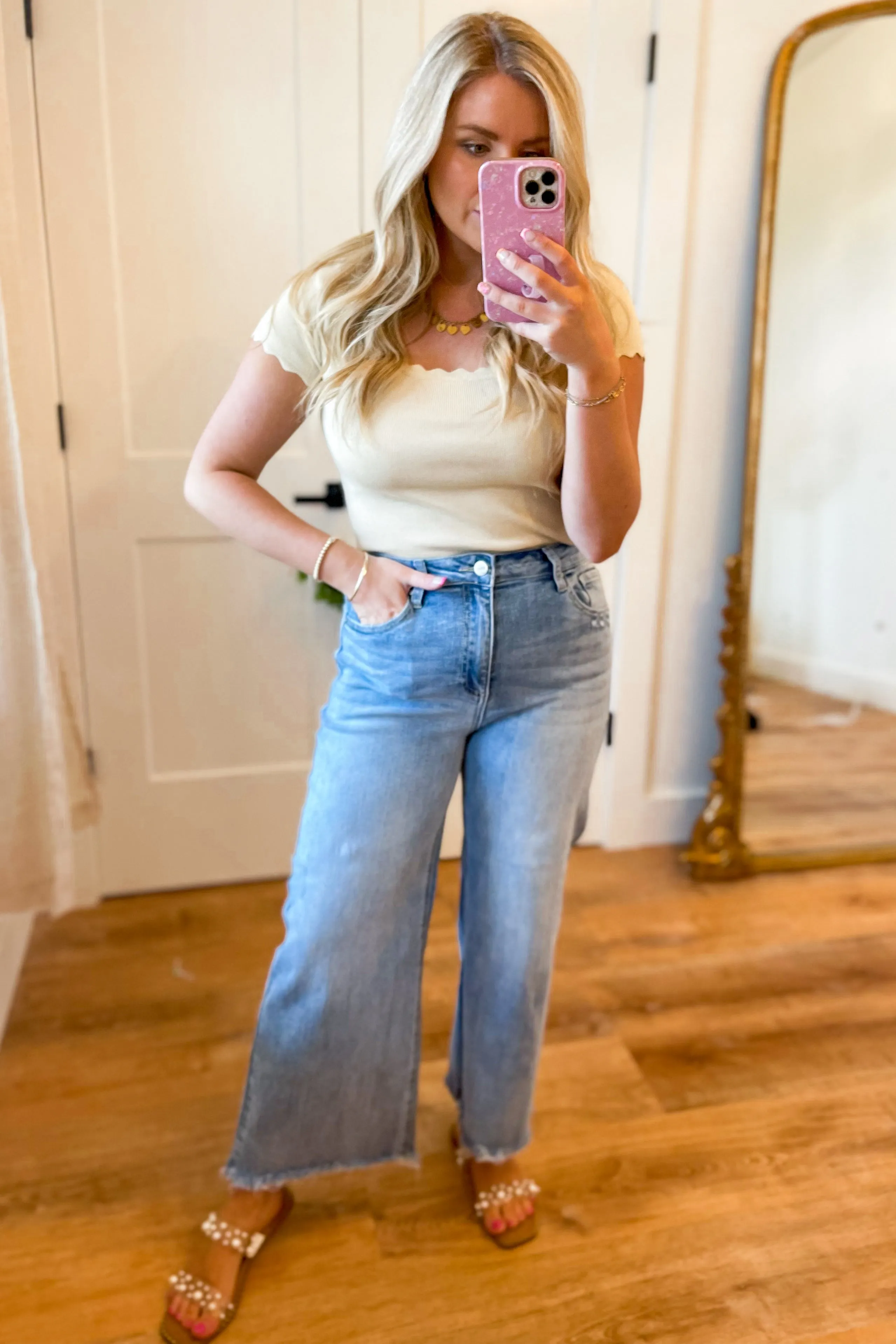 Risen Conroy High Rise Wide Leg Crop Fray Hem Denim Jeans [1-3X]