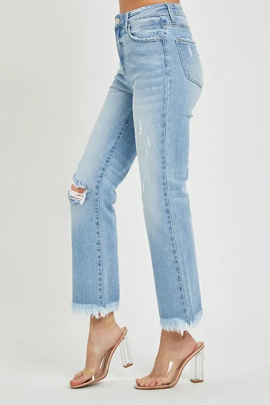 Risen Helen High Rise Distressed Crop Flare Denim Jeans [1-3X]