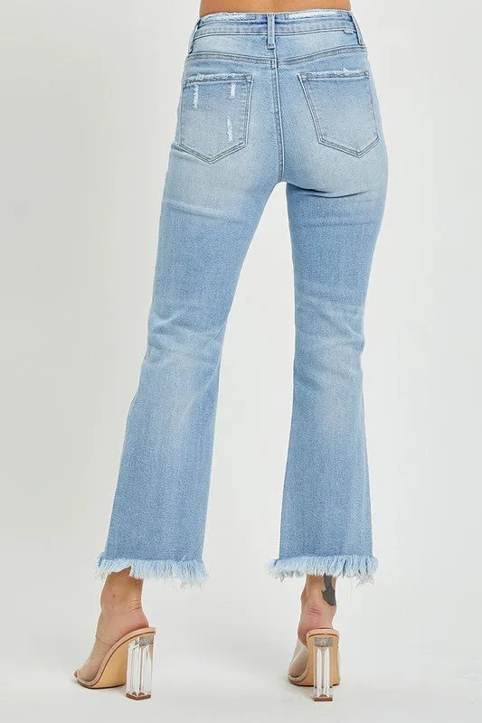 Risen Helen High Rise Distressed Crop Flare Denim Jeans [1-3X]