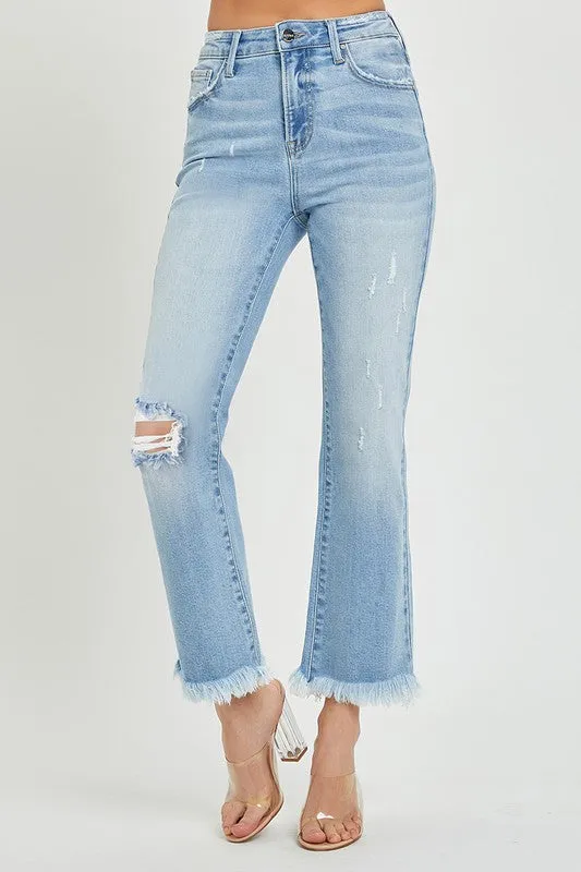 Risen Helen High Rise Distressed Crop Flare Denim Jeans [1-3X]