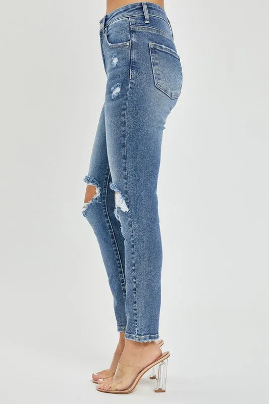 Risen Maverick High Rise Distressed Knee Skinny Jeans [1-3X]