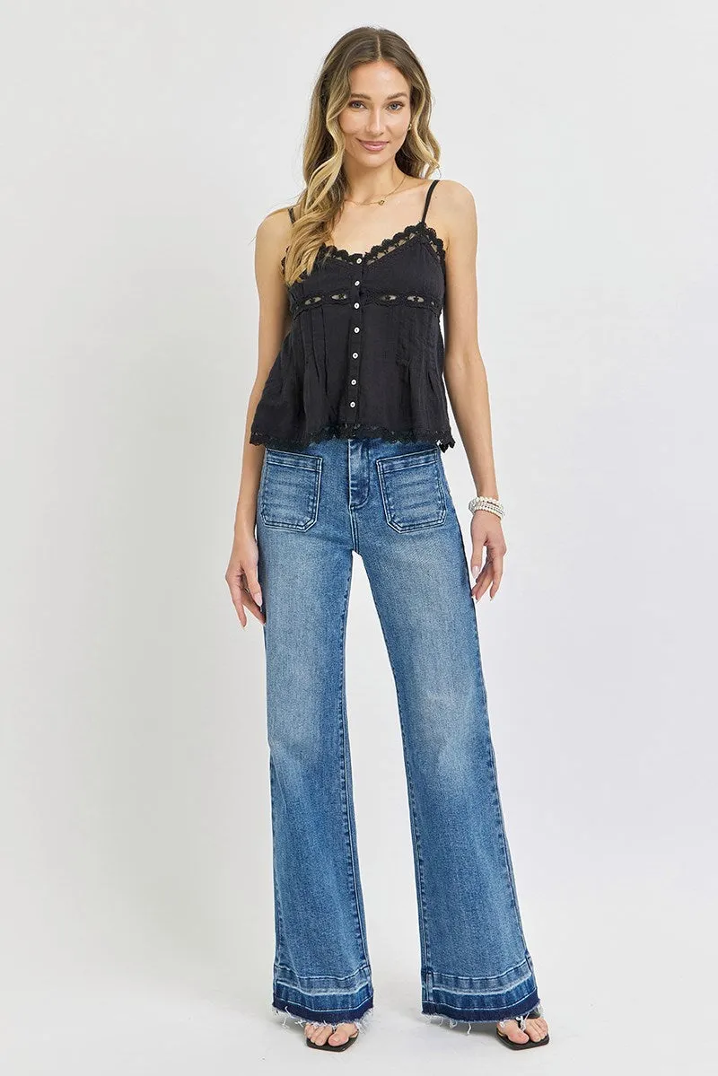 RISEN Penny Patch Pocket Wide Leg Jeans