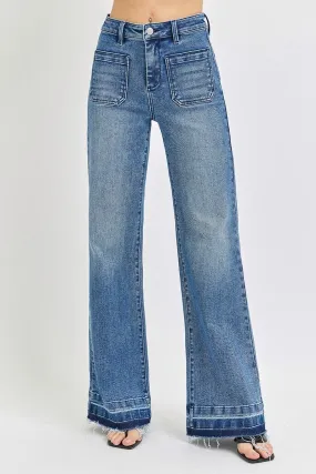 RISEN Penny Patch Pocket Wide Leg Jeans