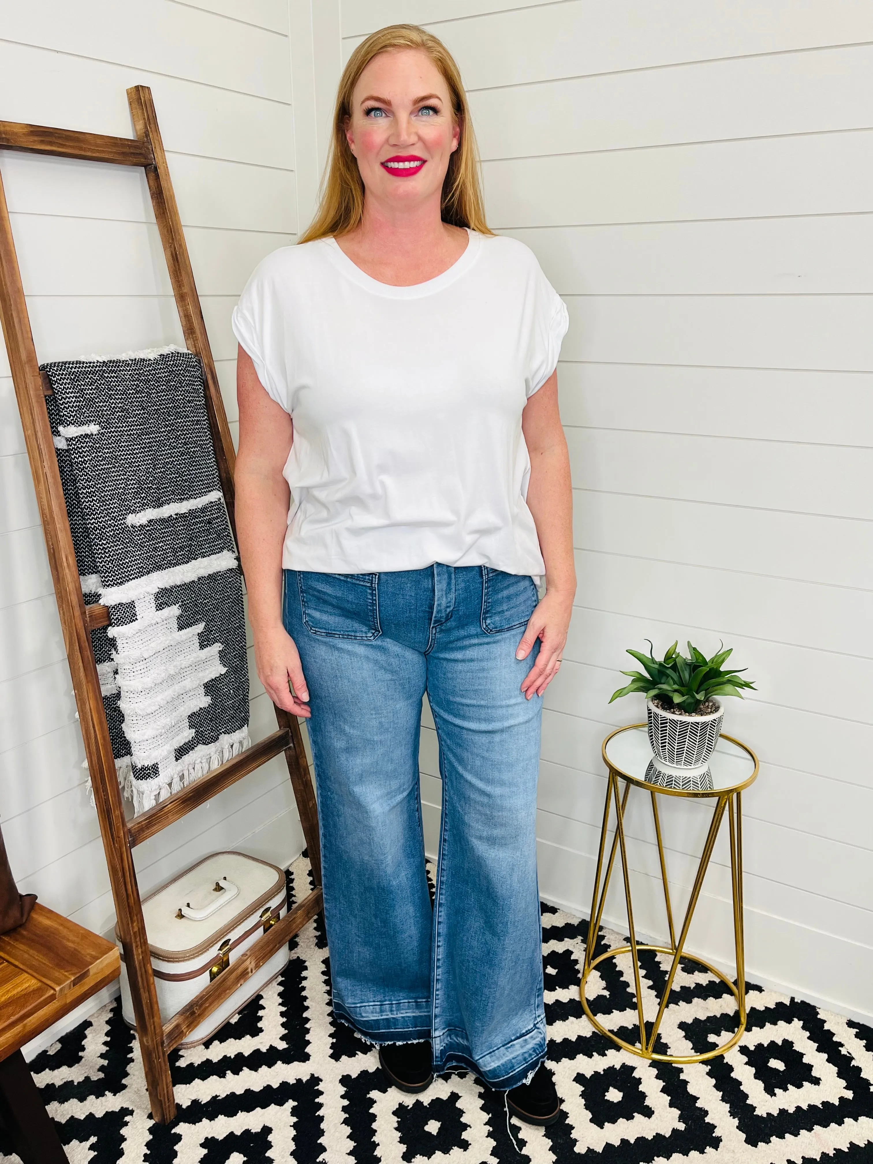 RISEN Penny Patch Pocket Wide Leg Jeans