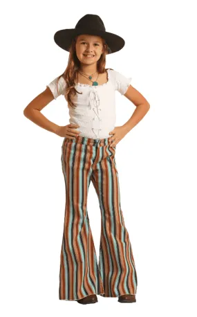 Rock & Roll Denim Girl's Bell Bottom Brown Striped Jeans RRGD7PRZQX