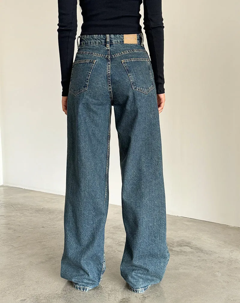 Roomy Extra Wide Jeans in Brown Blue Acid