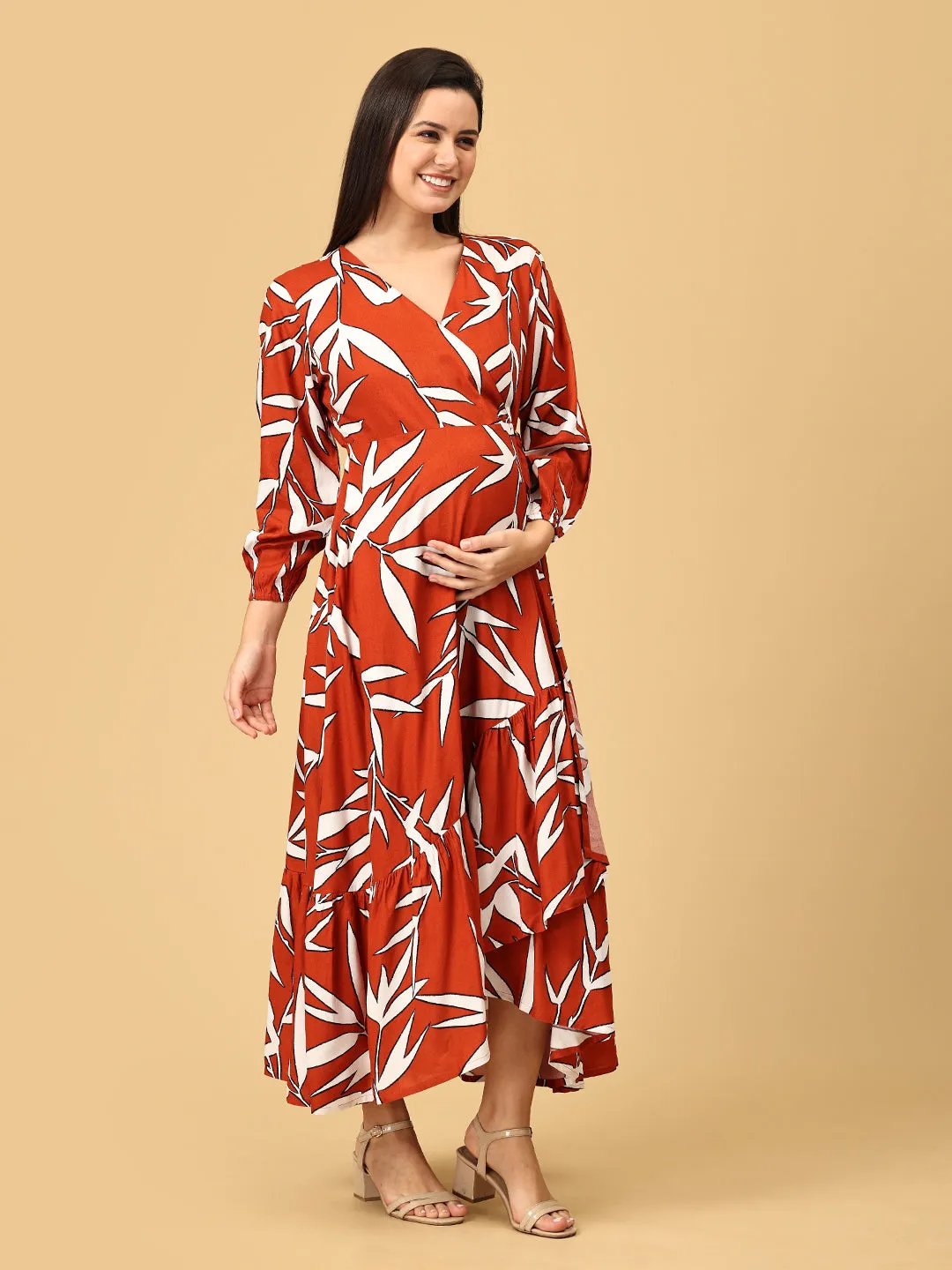 Rust and Relax Maternity and Nursing Dress