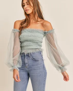 Sage sheer top