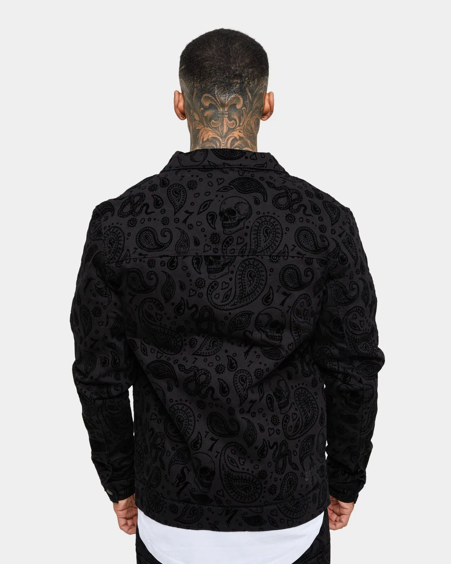 Saint Morta Paisley Skulls Sherpa Jacket Black/Black