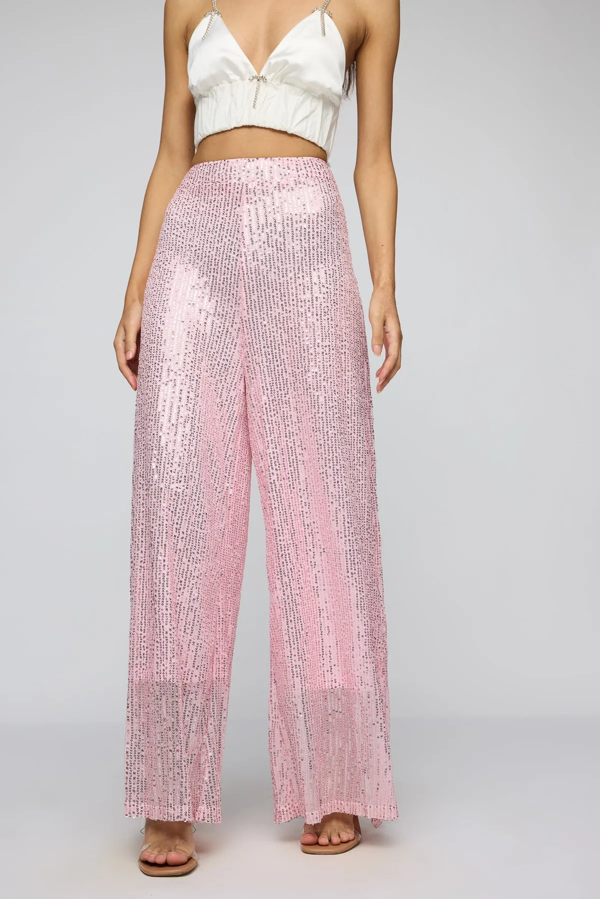 Salsa Rosa Sequin Flare Fit Korean Pants