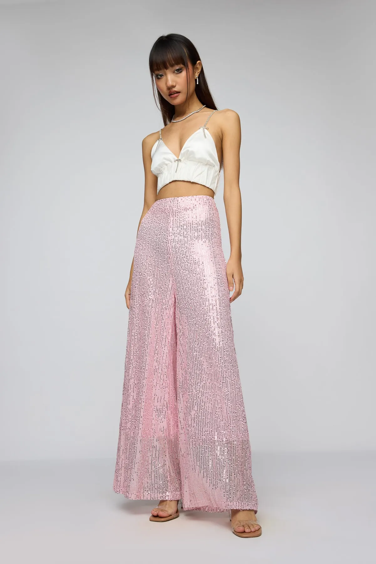 Salsa Rosa Sequin Flare Fit Korean Pants