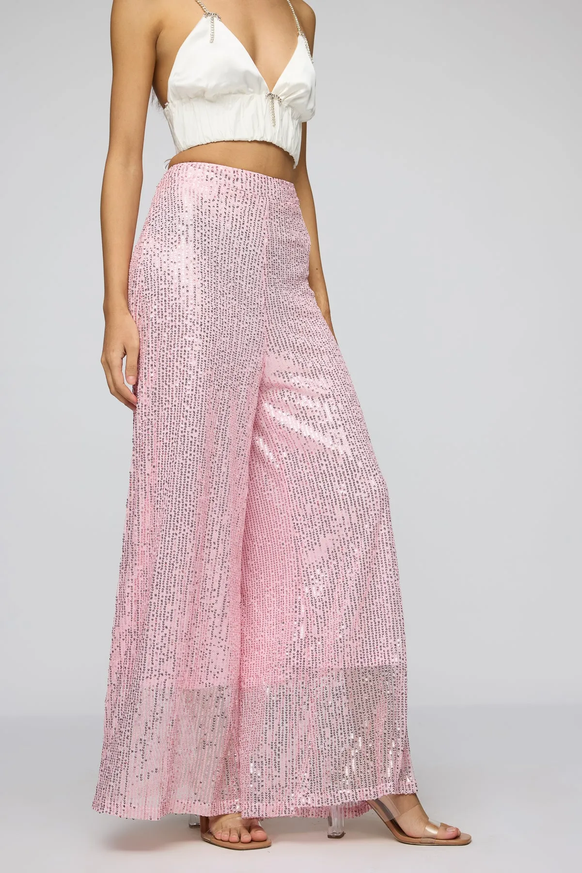 Salsa Rosa Sequin Flare Fit Korean Pants