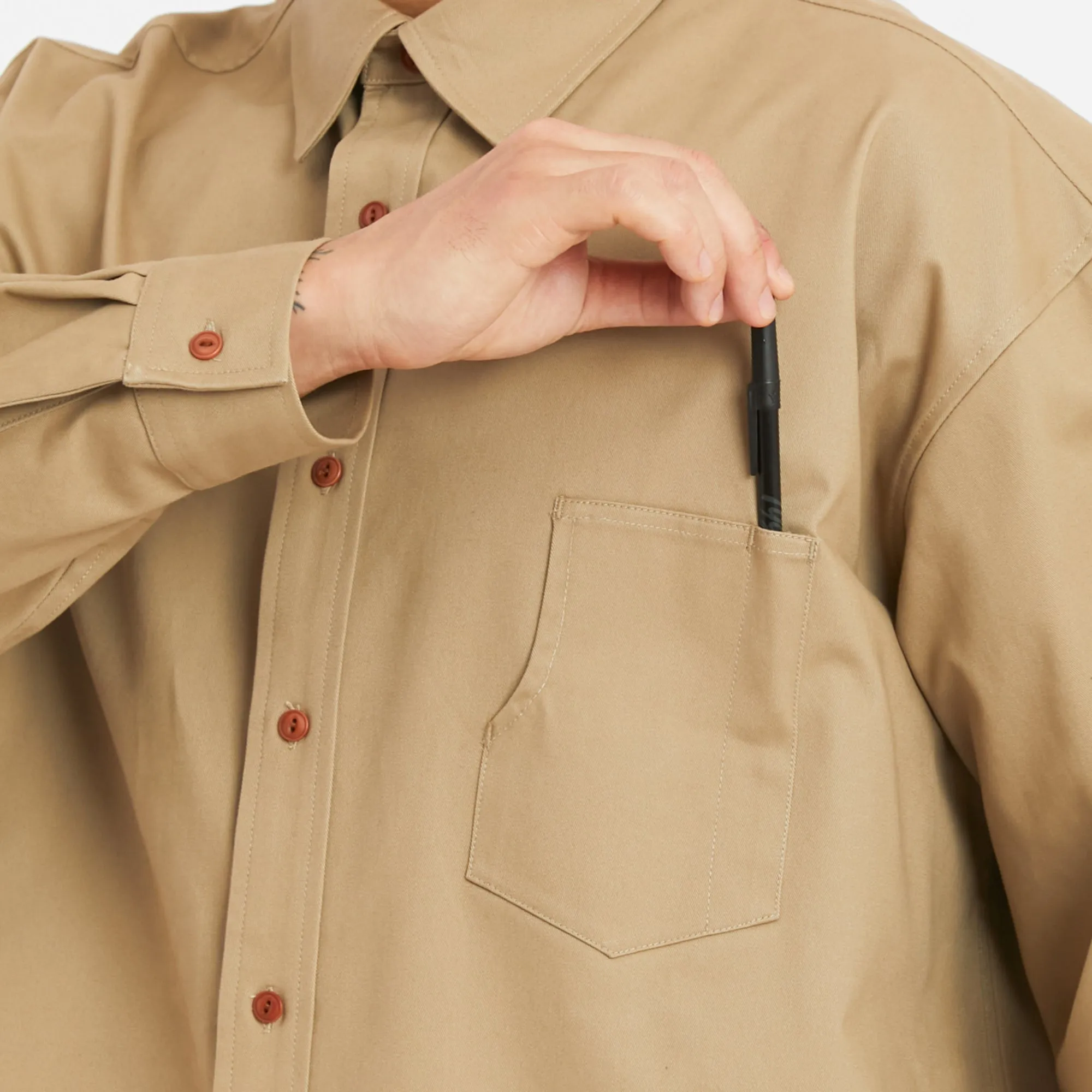 Savant Shirt - Organic Cotton Khaki Twill