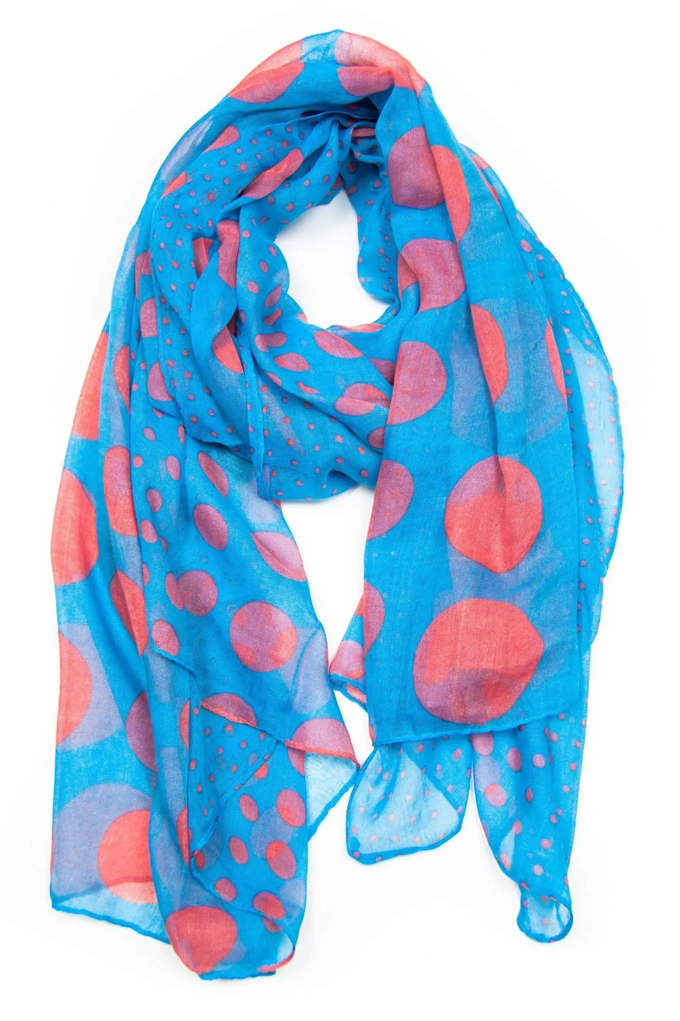 Scarf / Blue Red Polka Dot / Unisex