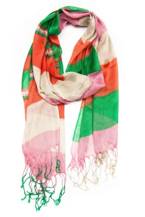 Scarf / Orange Green Pink / Unisex