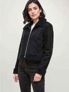 Sherpa Collar Suede Moto Jacket