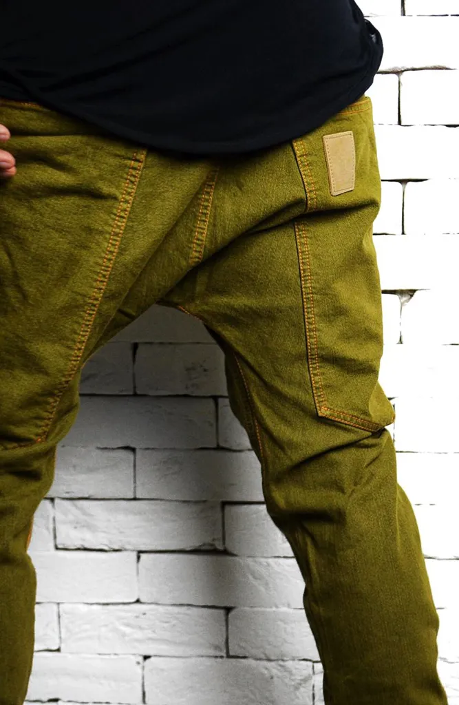 Side Pocket Jeans - Olive