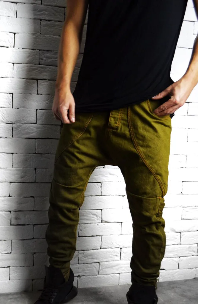 Side Pocket Jeans - Olive