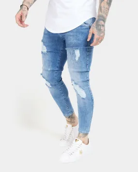 Sik Silk Distressed Skinny Denim Jeans Mid wash