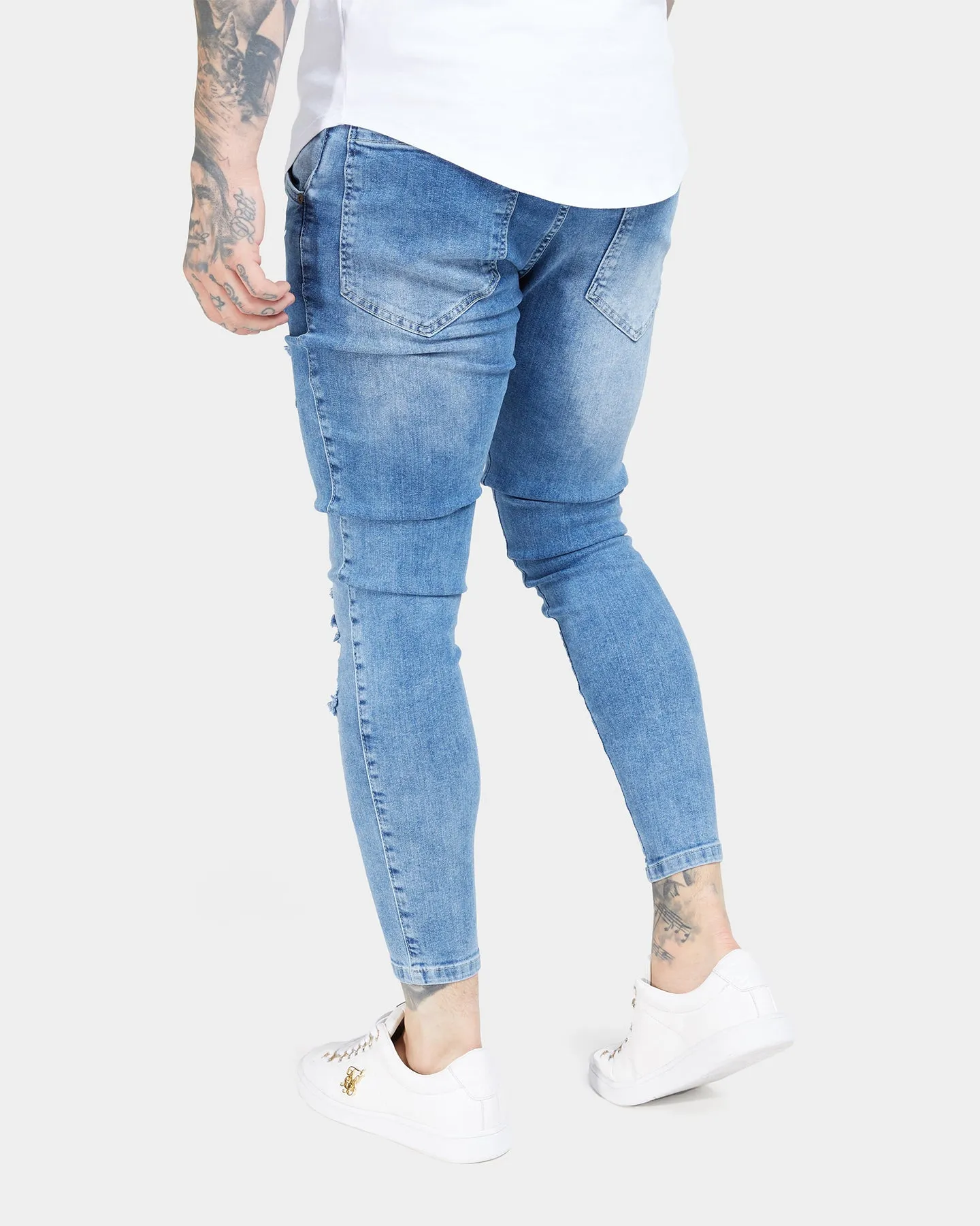 Sik Silk Distressed Skinny Denim Jeans Mid wash