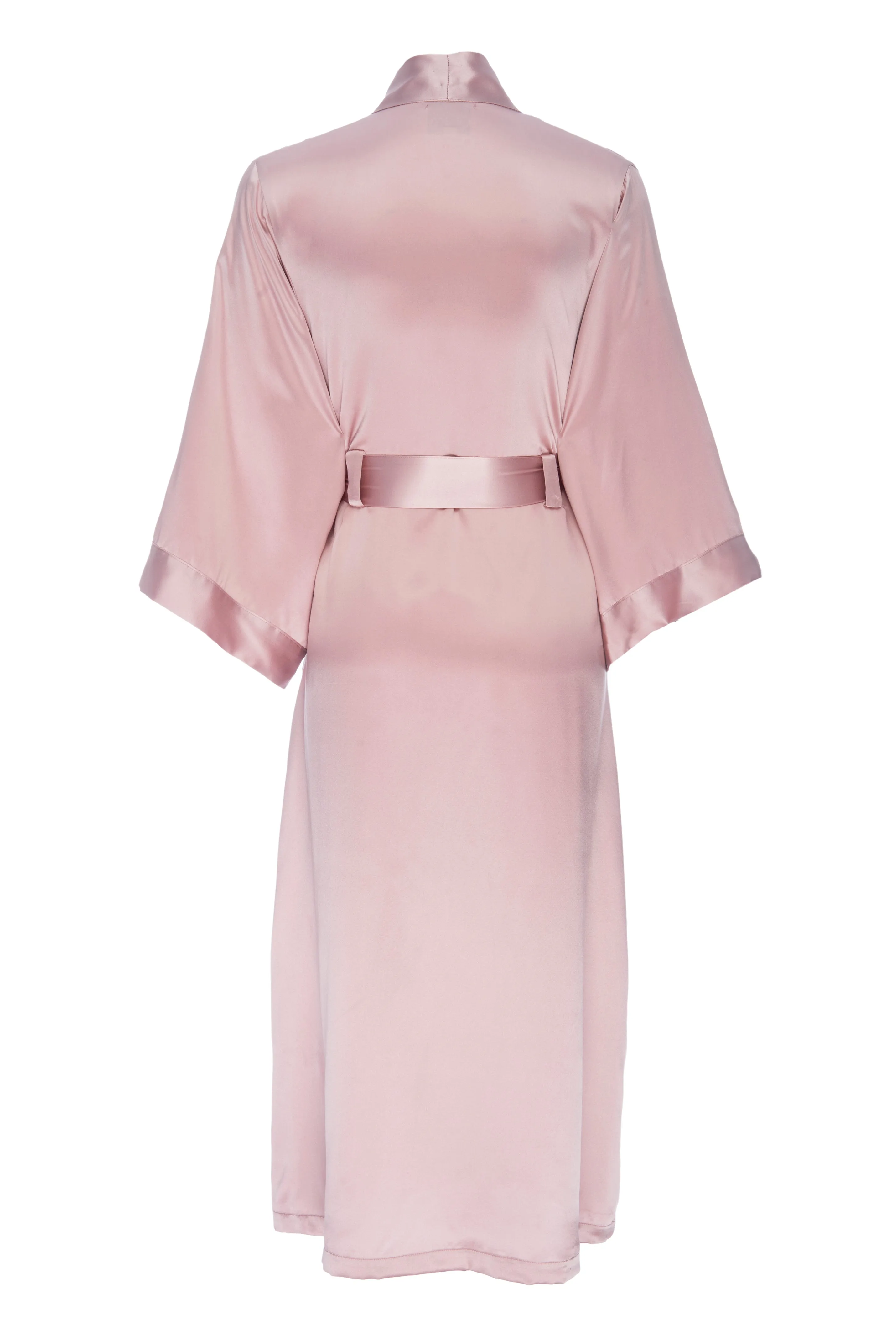 Silk Charmeuse Long Robe: Rose Gold