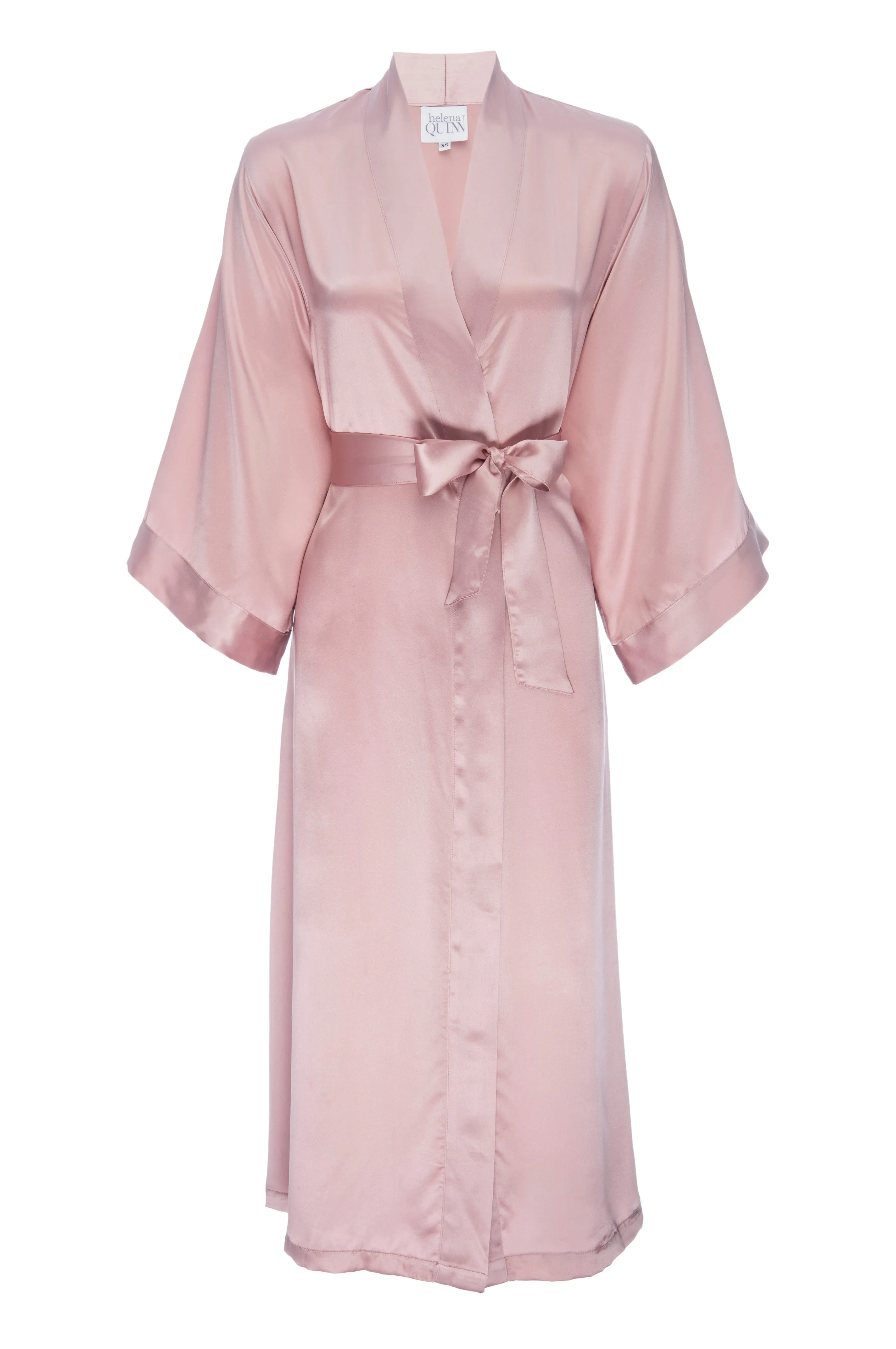 Silk Charmeuse Long Robe: Rose Gold