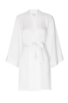 Silk Charmeuse Short Silk Robe: Ivory