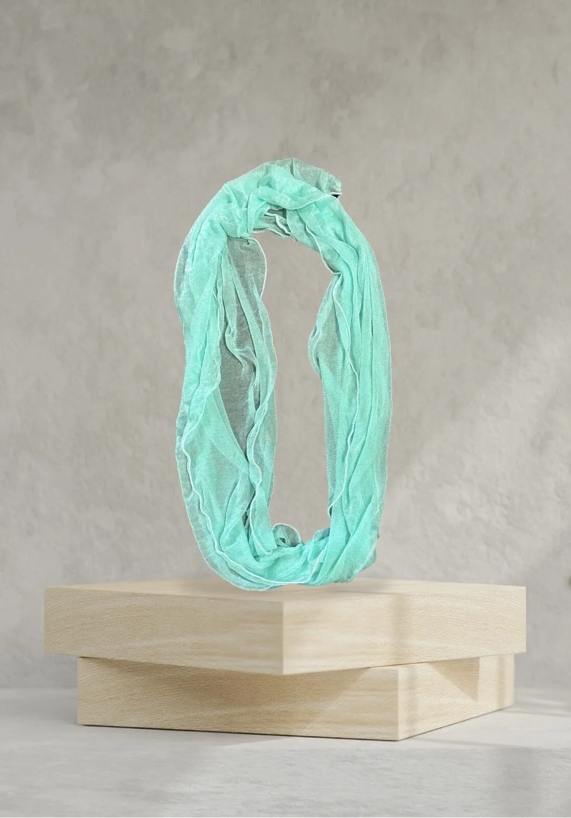 SILKY FEEL SOLID BLUE INFINITY SCARF