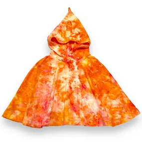 Size Med (3-6y) Winter Poncho - ICE-DYED Tangerine