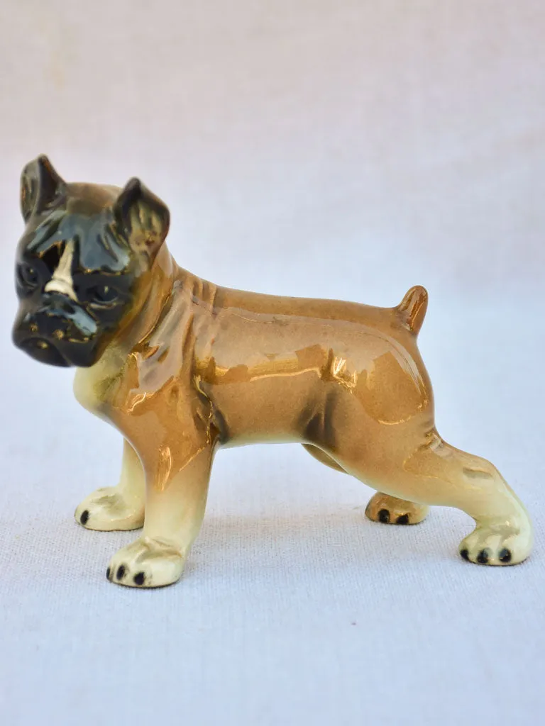 Small 1940's earthenware sculpture of a young boxer dog