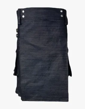 SMART BLACK DENIM KILT FIT FOR MENS