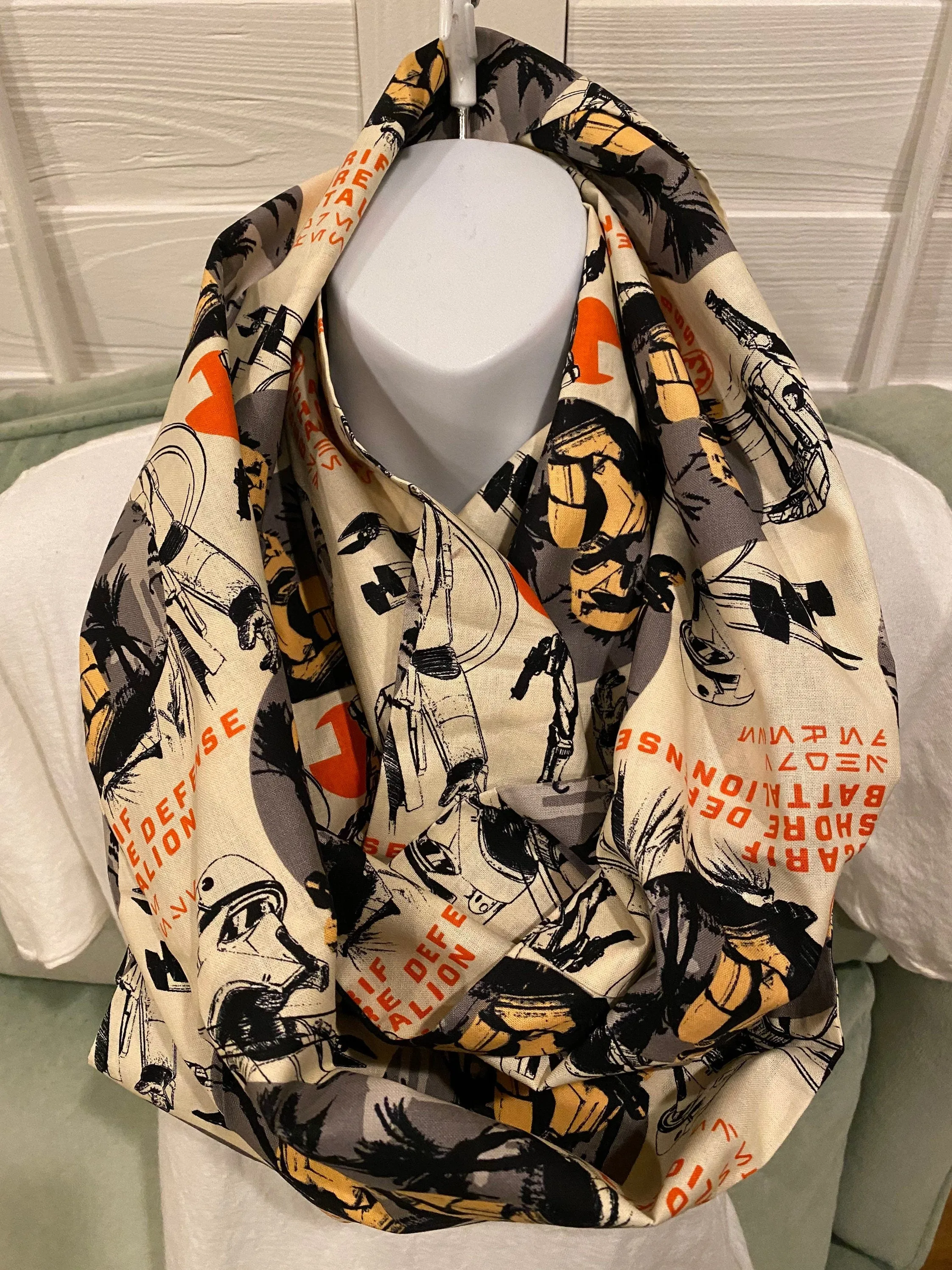 Star Wars Shore Defense Infinity Scarf - Handmade Battalion Print Accessory | Galactic Fashion | Unique Sci-Fi Gift