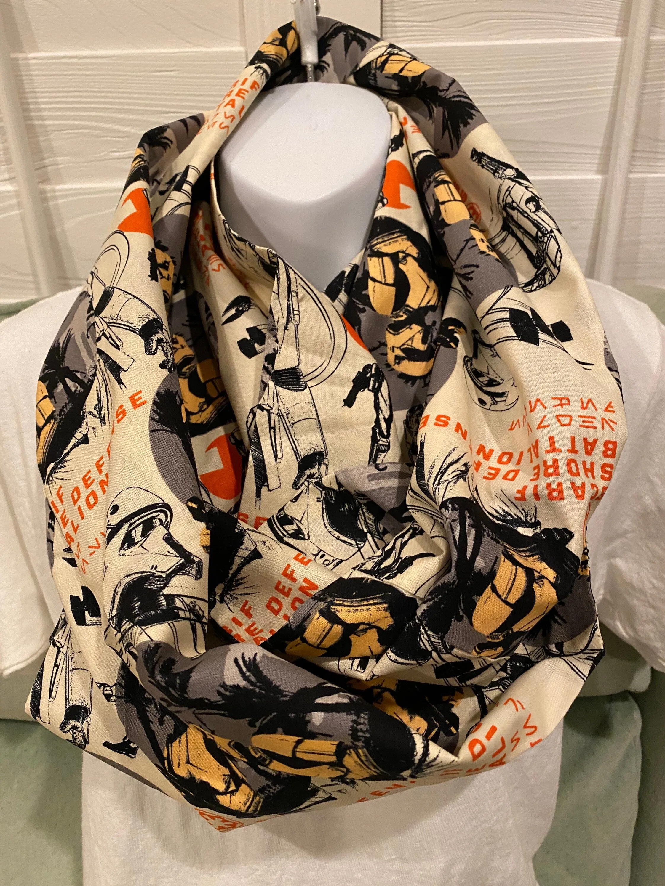 Star Wars Shore Defense Infinity Scarf - Handmade Battalion Print Accessory | Galactic Fashion | Unique Sci-Fi Gift