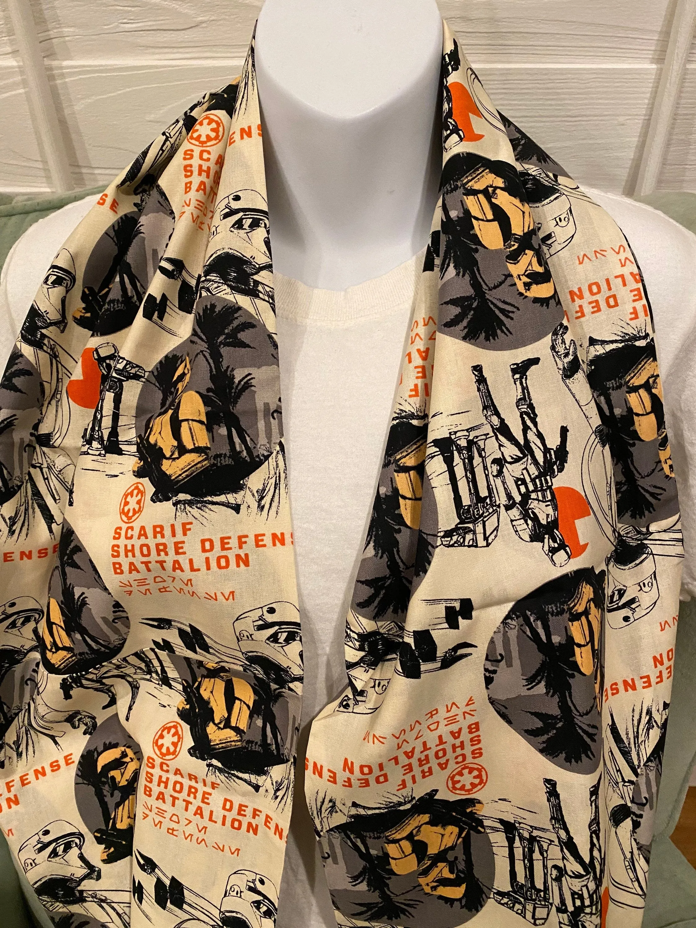 Star Wars Shore Defense Infinity Scarf - Handmade Battalion Print Accessory | Galactic Fashion | Unique Sci-Fi Gift