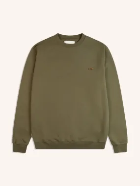 Stobhall Sweatshirt In Olive Cotton Fleeceback