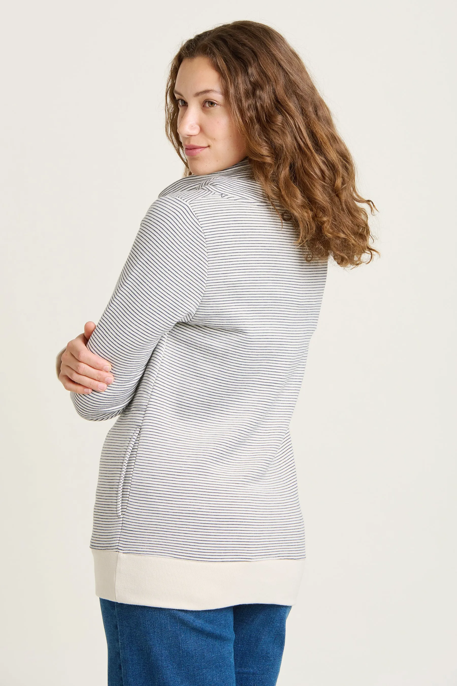 Stripe Cowl Neck Sweatshirt