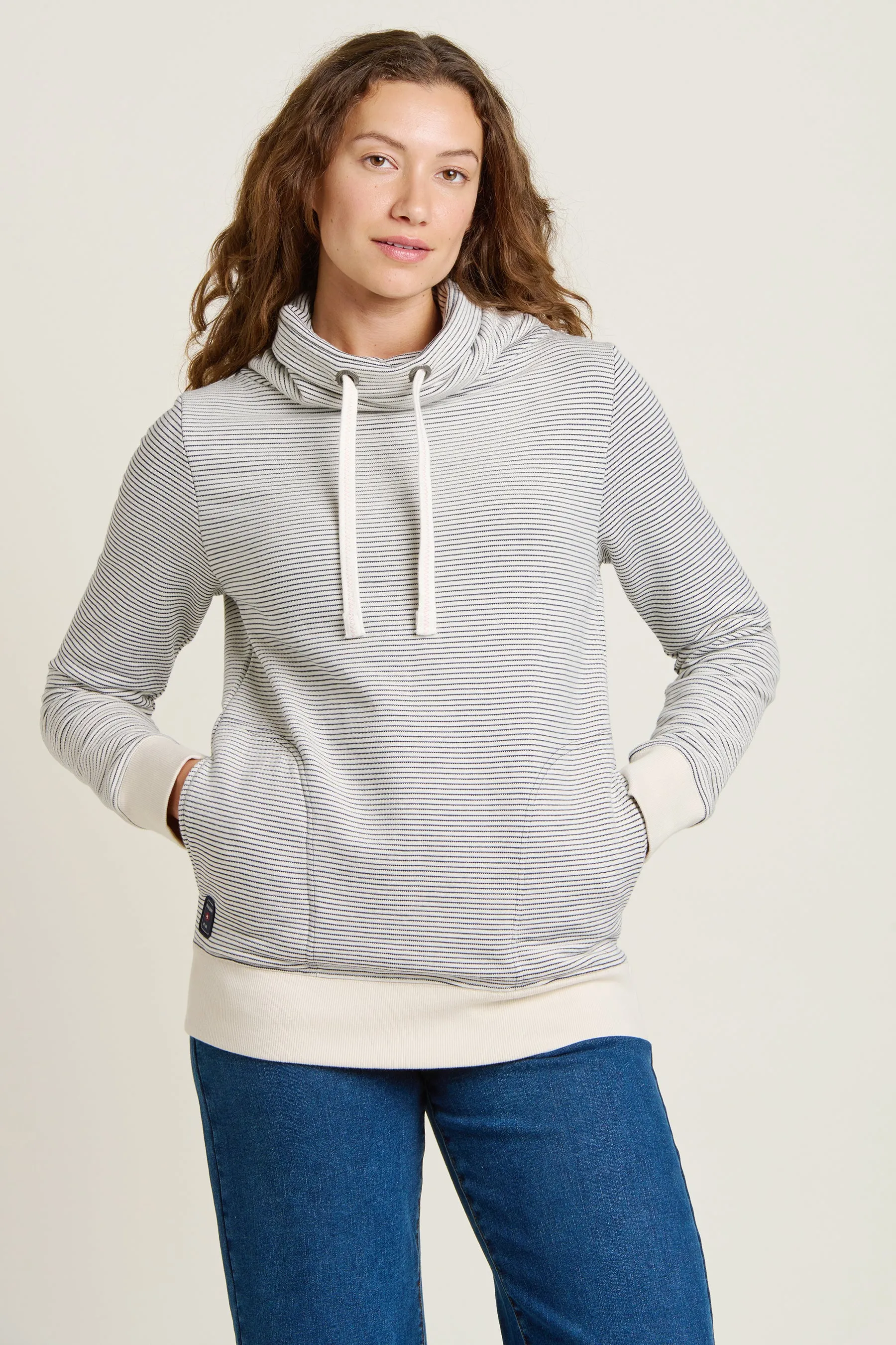 Stripe Cowl Neck Sweatshirt