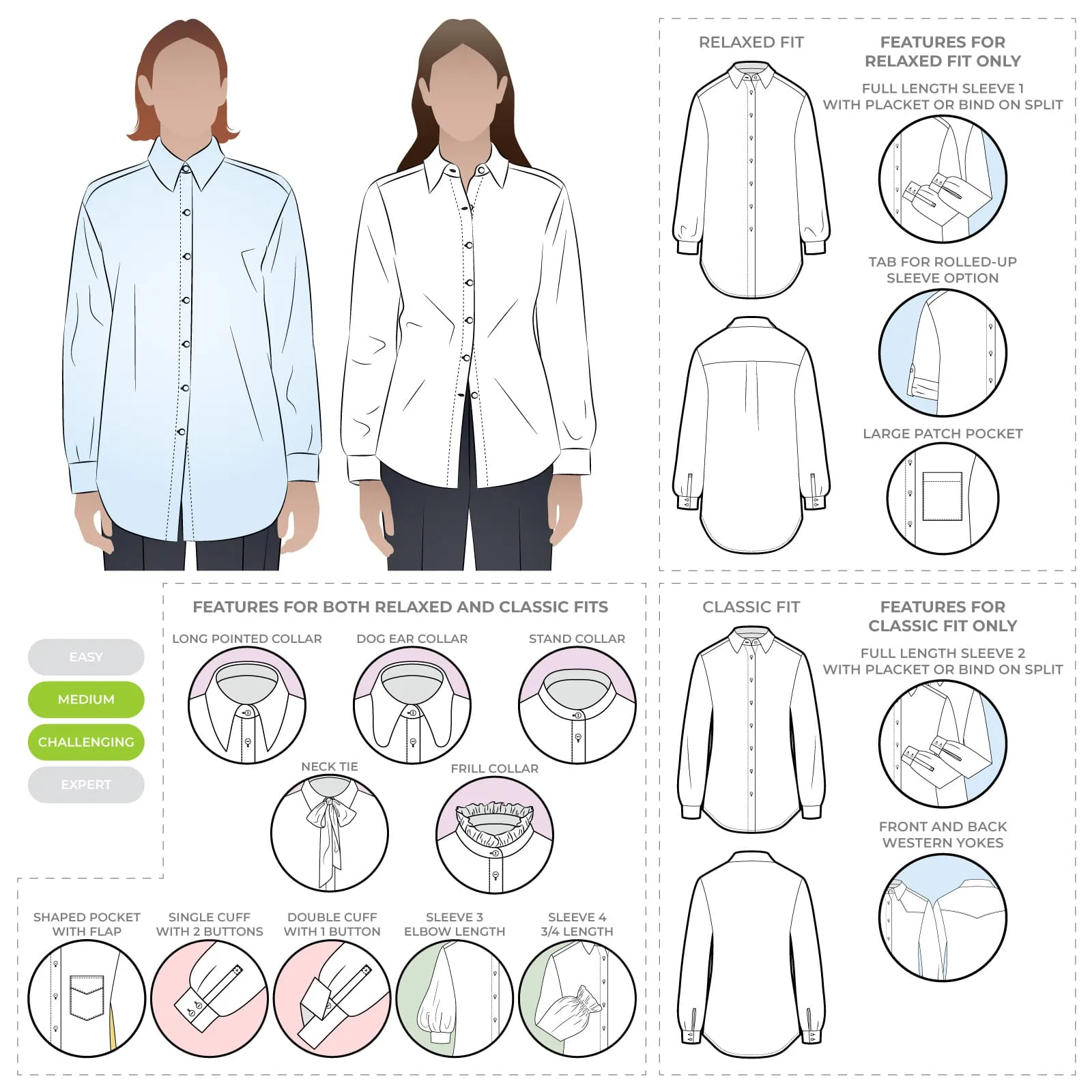 Style Arc - Clayton Woven Shirt Pack - Size 18 -30