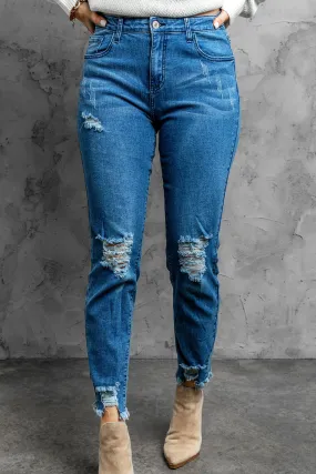 Stylish Distressed Cropped Jeans