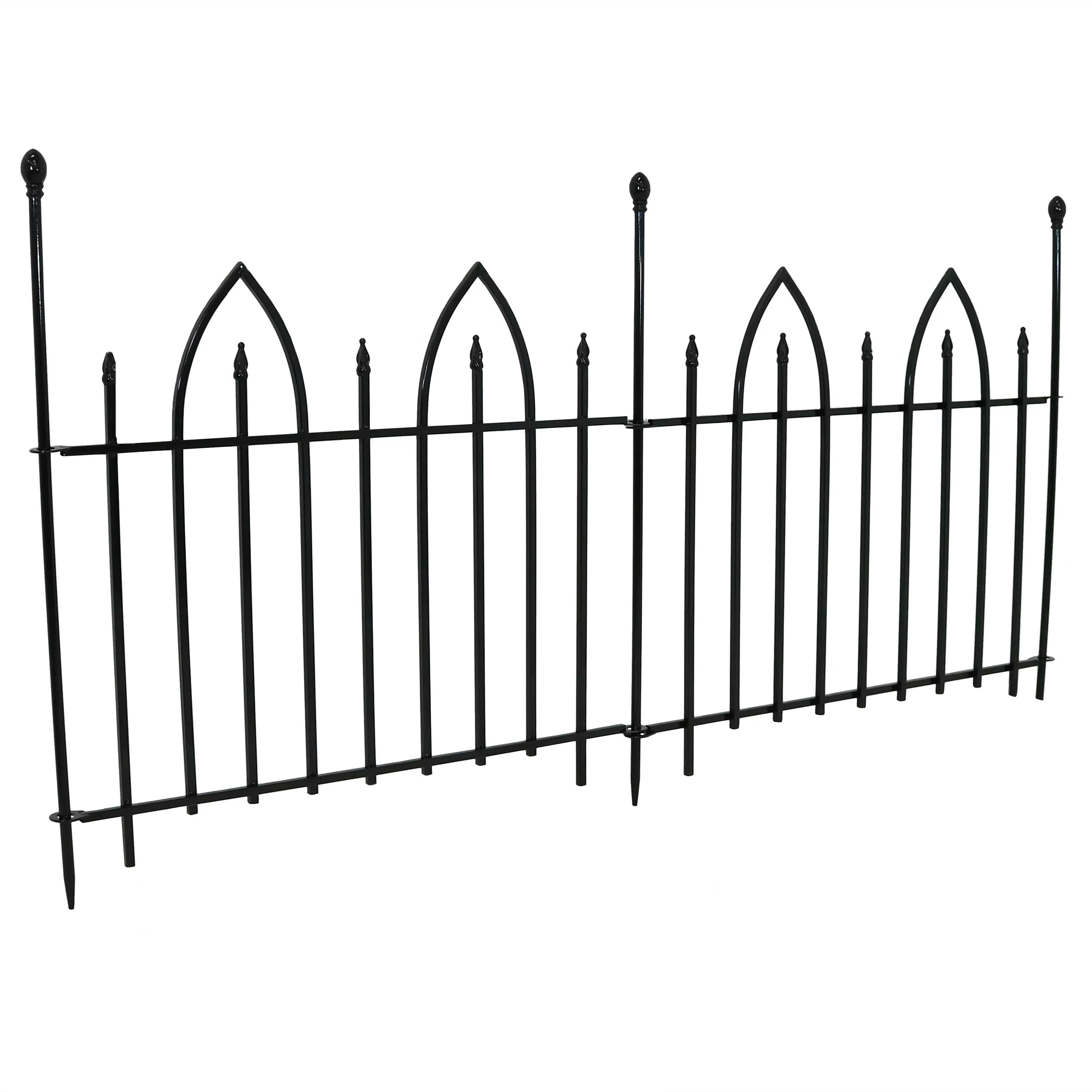 Sunnydaze 2-Piece Gothic Iron Decorative Garden Border Fence - Black