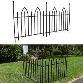 Sunnydaze 2-Piece Gothic Iron Decorative Garden Border Fence - Black