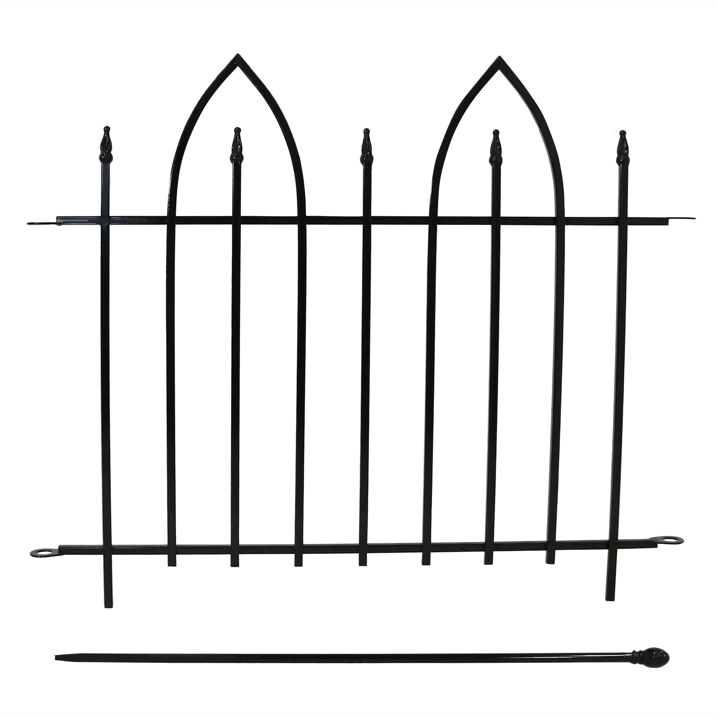 Sunnydaze 2-Piece Gothic Iron Decorative Garden Border Fence - Black