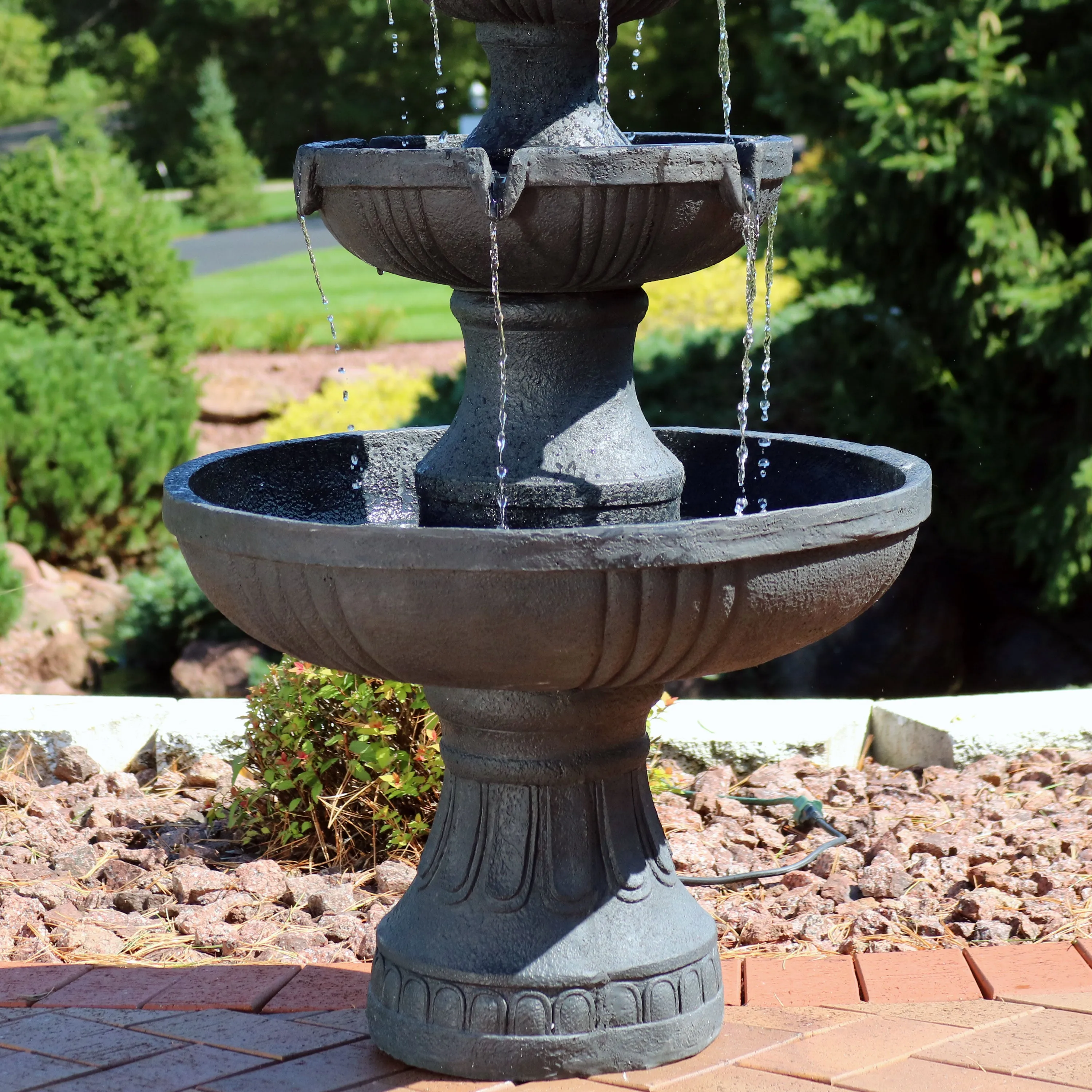 Sunnydaze Flower Blossom Outdoor Electric 3-Tier Water Fountain - 43" H