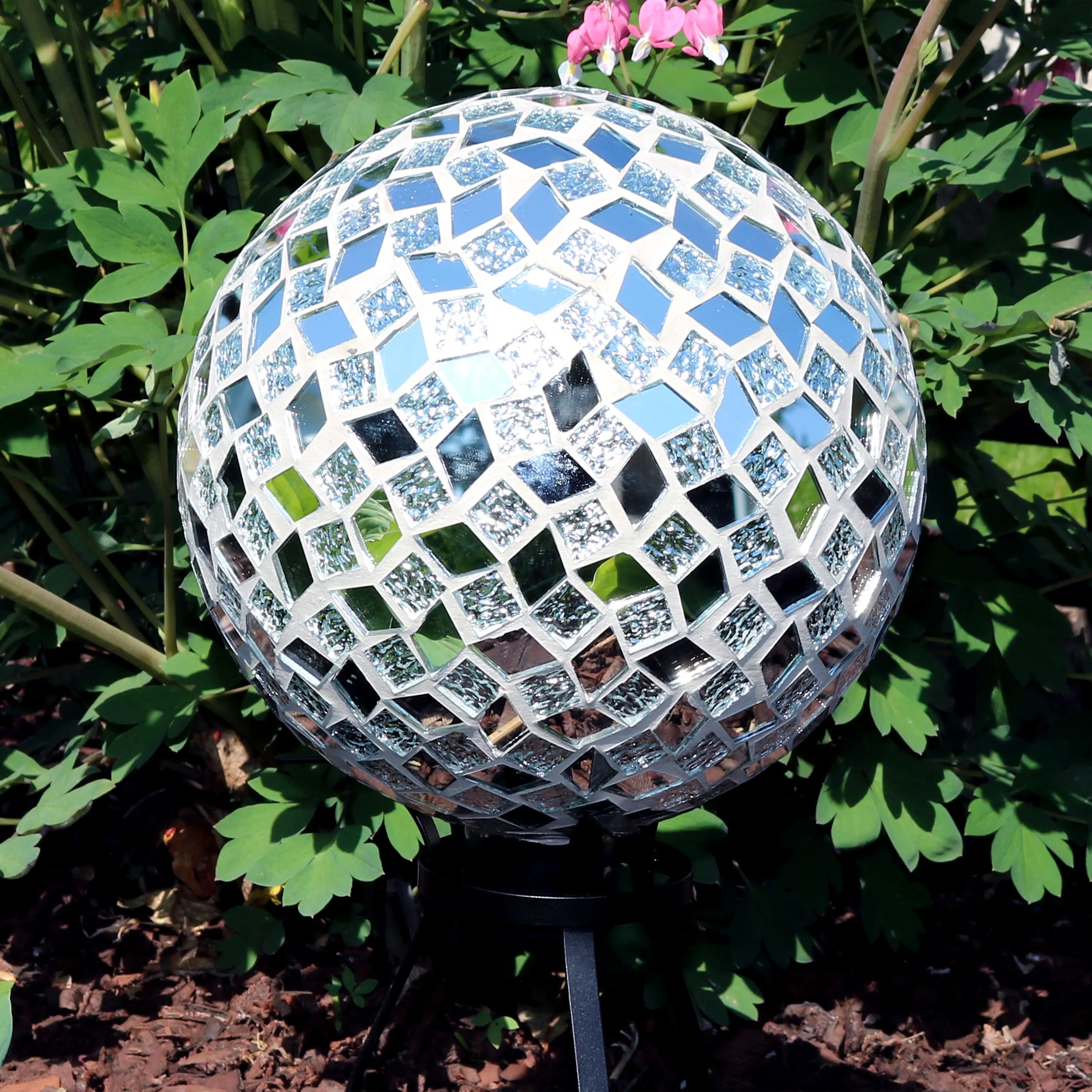 Sunnydaze Mirrored Diamond Mosaic Gazing Globe Ball - 10"