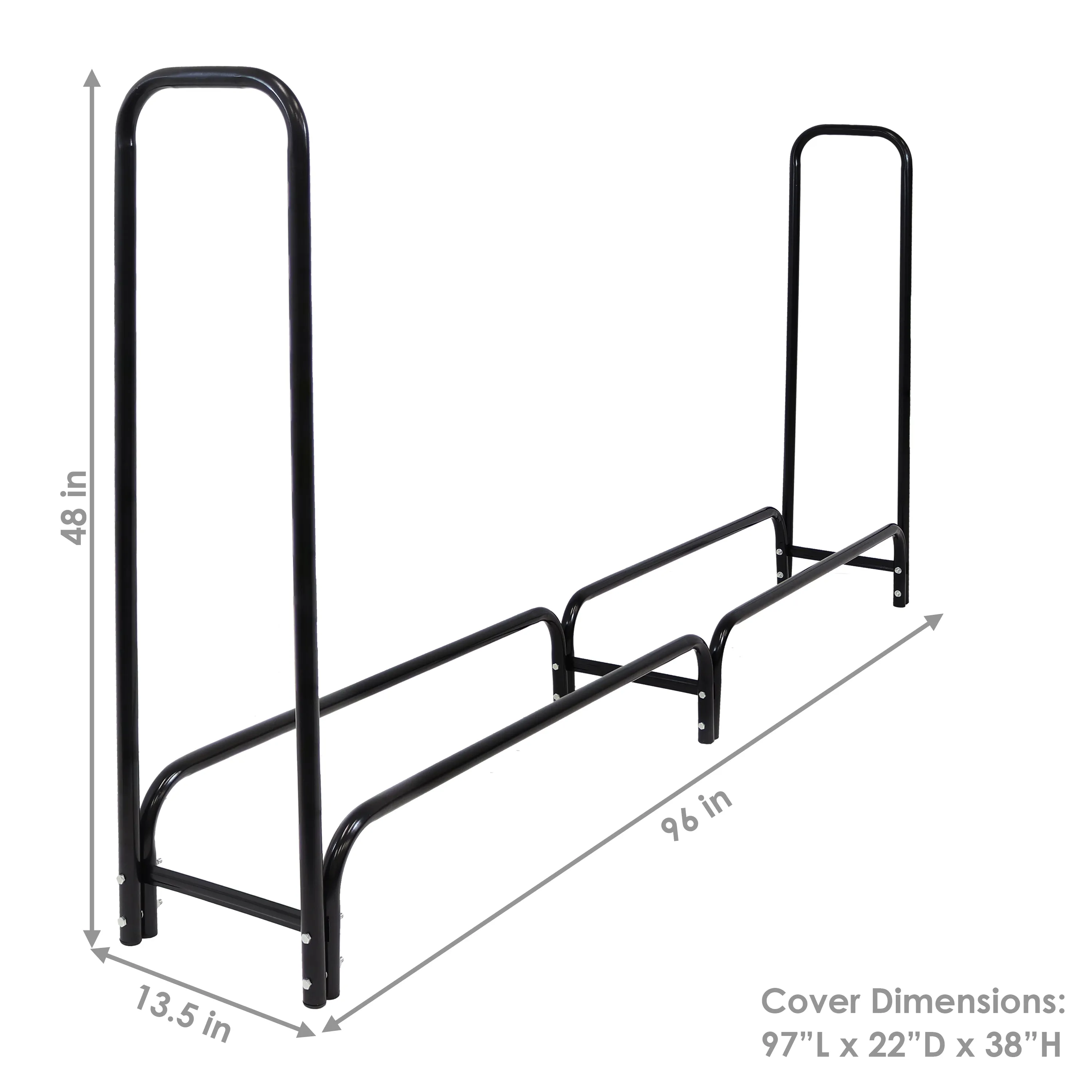 Sunnydaze Outdoor Firewood Log Rack with Cover Combo - Black